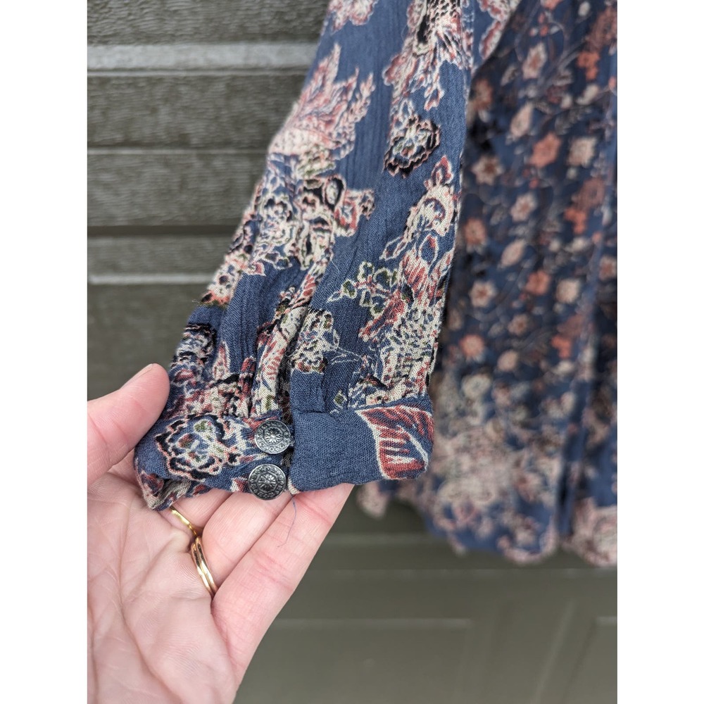 Free People Lucky Loosey Dress Indigo Blue, Paisley Boho Dress - Picture 10 of 12